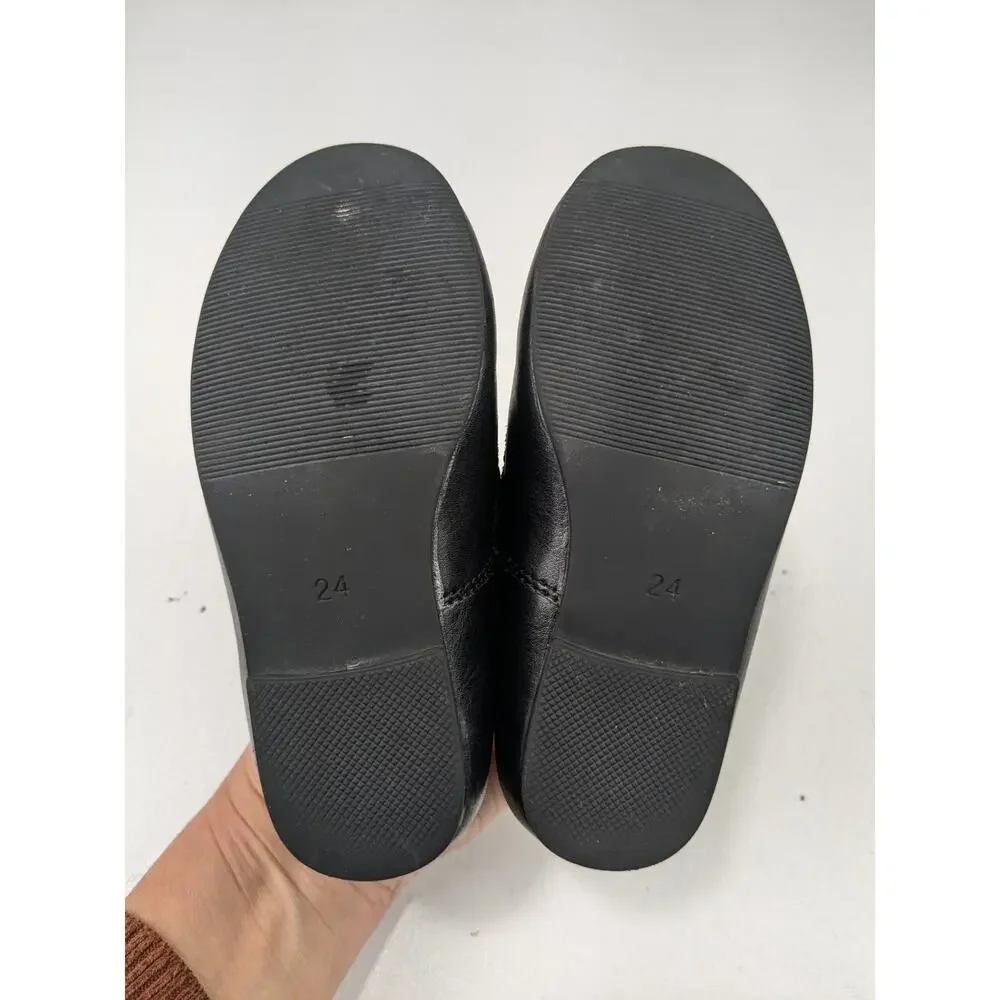 Papaya. Boys 24 EU 8 US Black Leather Loafer Shoes